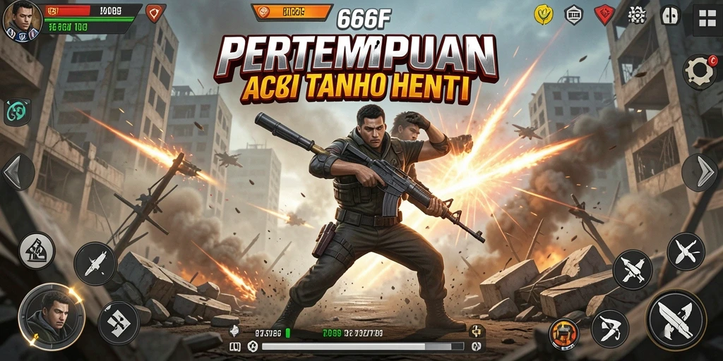 Screenshot gameplay 666F menunjukkan aksi pertempuran yang mendebarkan.