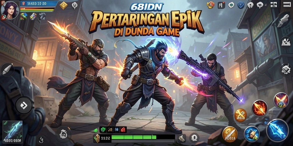 Screenshot 68IDN menampilkan aksi pertarungan intens dan karakter unik.