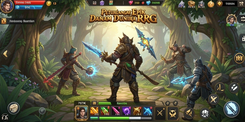 Screenshot utama menampilkan aksi seru dalam gameplay RPG.