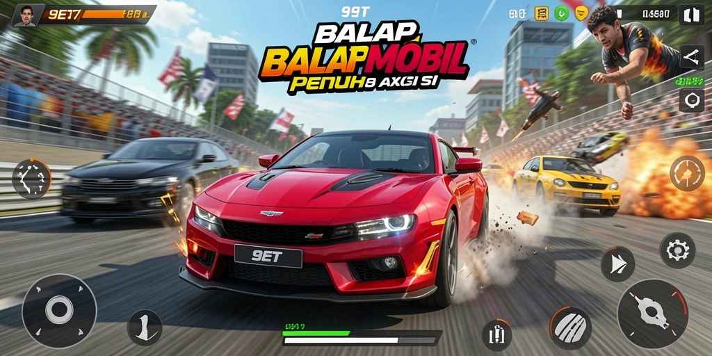 Tampilan menarik dari gameplay balap mobil di 9ET.