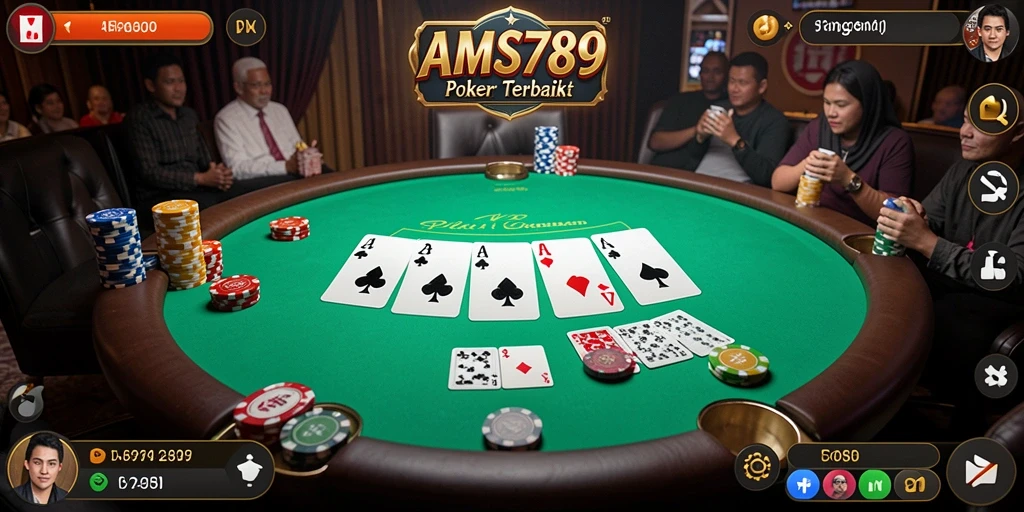 Tampilan gameplay menarik di AMS789 dengan suasana Poker yang seru.