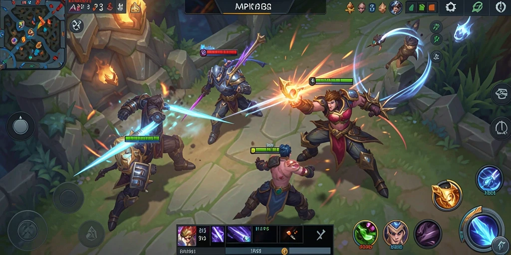 Tangkapan layar dari gameplay dinamis API36 dalam aksi MOBA.