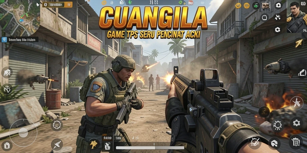 Tampilan gameplay CUANGILA dengan aksi menembak yang seru.