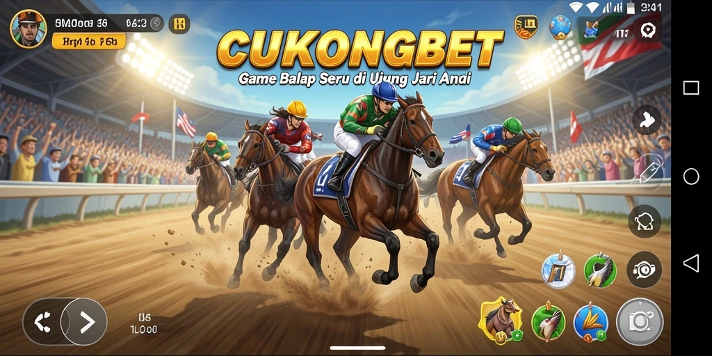 Tampilan utama gameplay CUKONGBET dengan mobil balap yang melaju kencang.