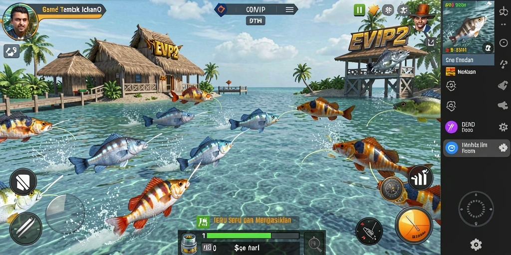Gameplay seru Tembak Ikan di EVIP2 dengan efek visual yang menakjubkan.