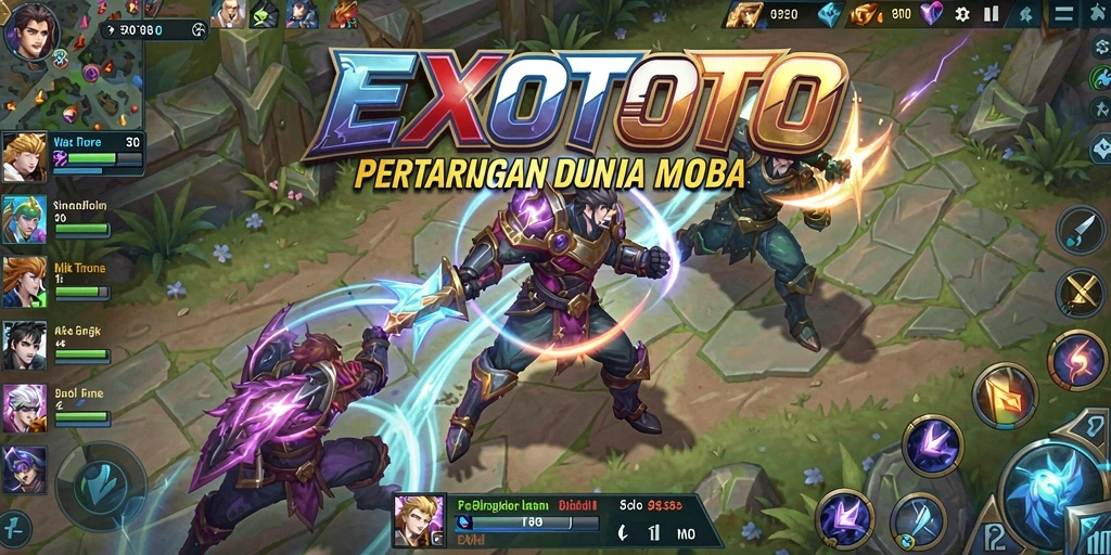 Tangkapan layar gameplay menarik dari EXOTOTO dengan aksi MOBA yang seru.