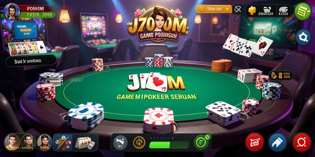 Screenshot dari gameplay J200M yang menunjukkan keseruan permainan Poker.