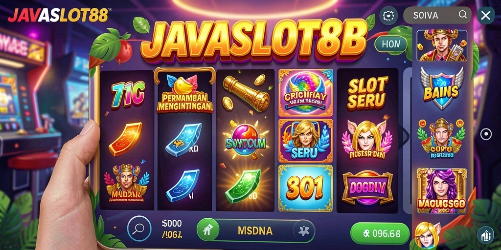 Tampilan gameplay menarik dari JAVASLOT88 yang penuh warna dan efek visual.