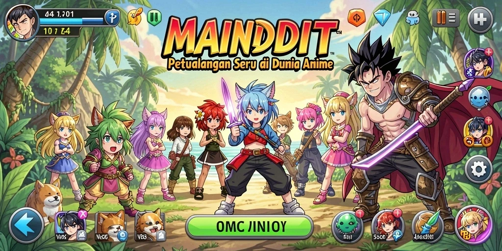 Tampilan gameplay seru dalam dunia Anime yang memikat.