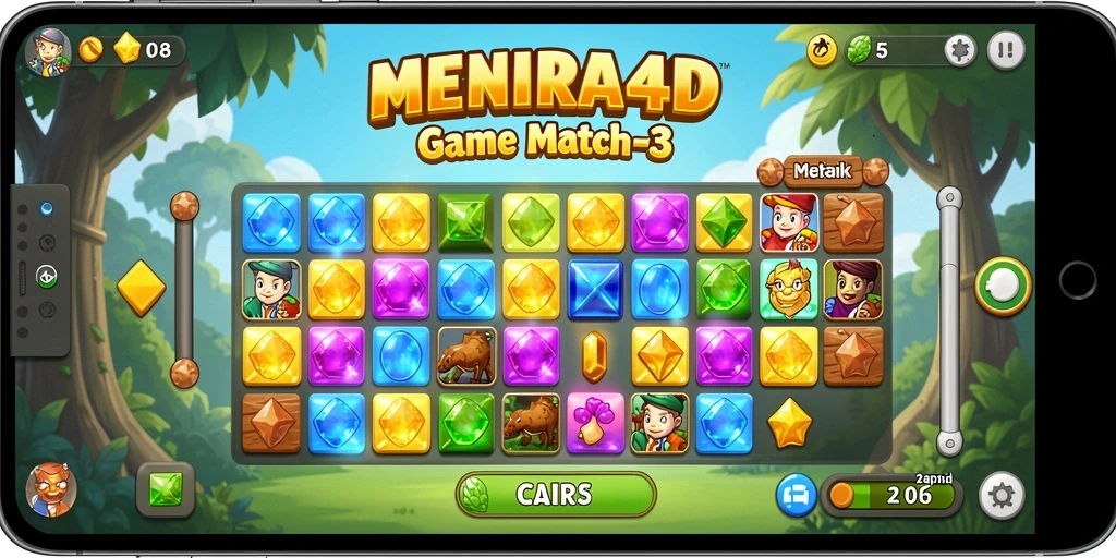 Gameplay seru MENARA4D dengan elemen Match-3 yang menantang.
