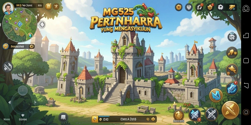 Tangkapan layar gameplay MG525 menampilkan pertempuran Tower Defense yang epik.