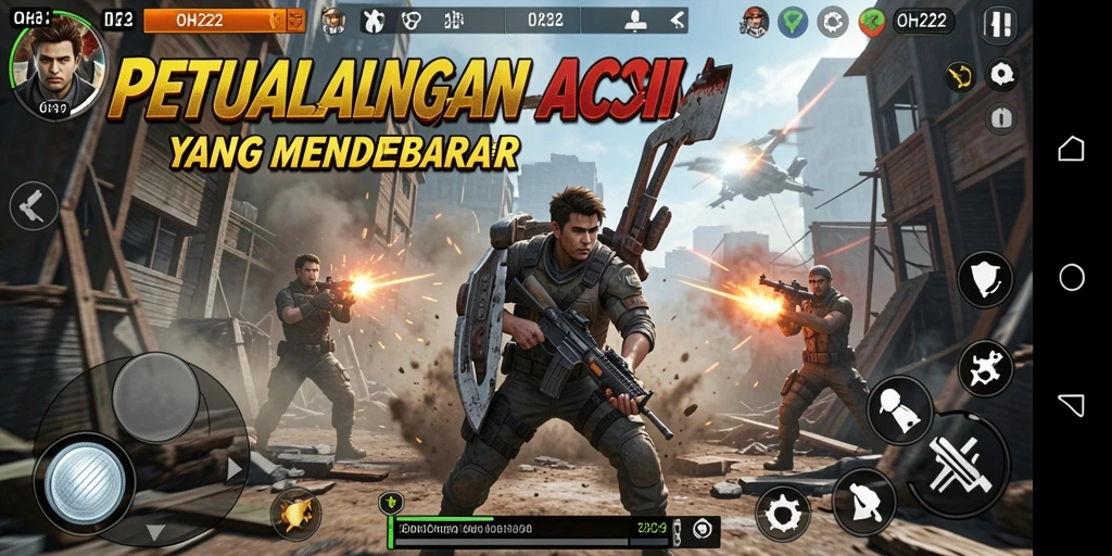 Tampilan gameplay yang mendebarkan dan penuh aksi di OH222.
