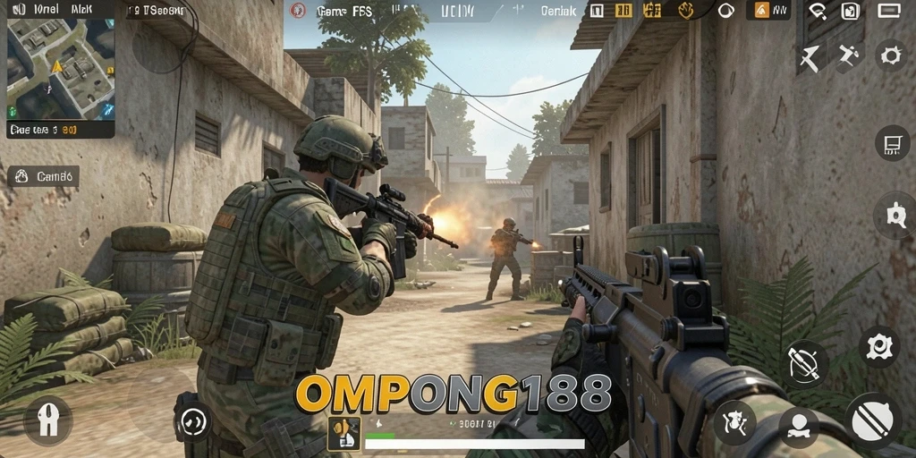 Screenshot gameplay OMPONG188 menampilkan aksi tembak-menembak yang seru.
