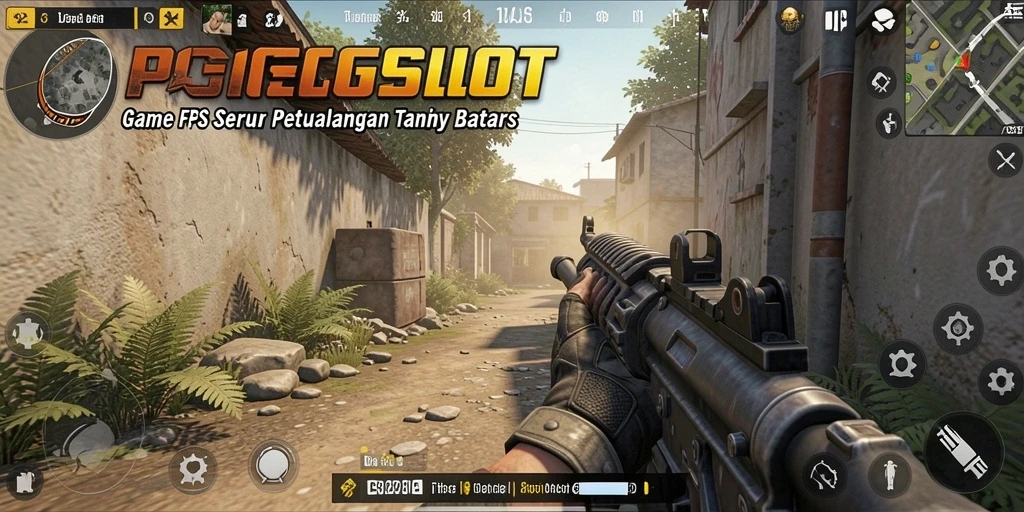 Tampilan seru gameplay PESGSLOT dalam misi tembak-menembak.