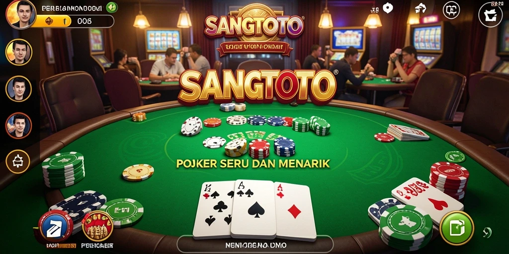 Screenshot gameplay SANGTOTO yang menampilkan suasana meja poker.