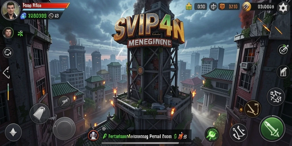 Tampilan seru dari gameplay Tower Defense SVIP4 dengan menara yang strategis.