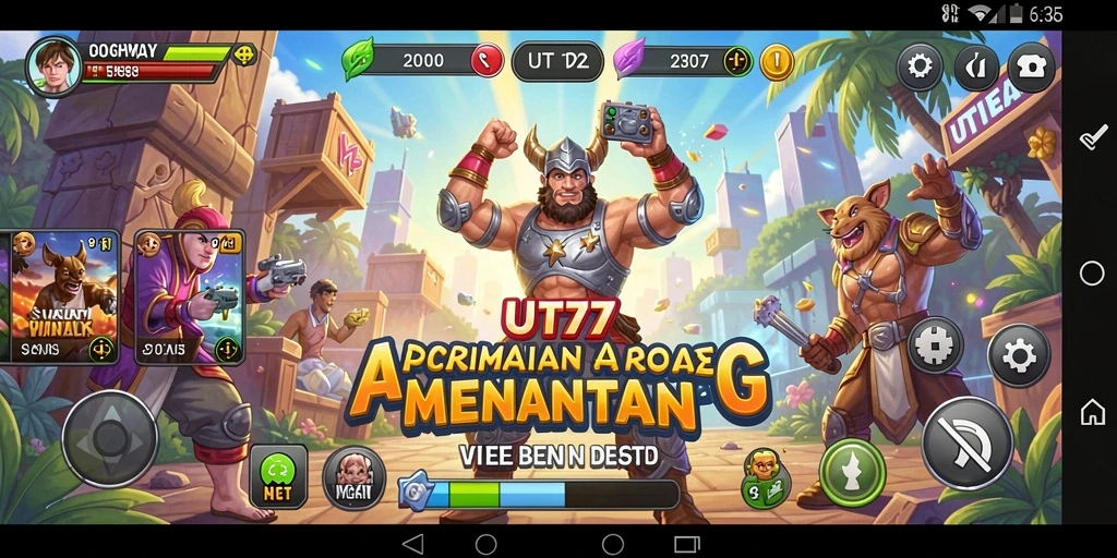 Screenshot UT77 menampilkan gameplay arcade yang mengasyikkan dan penuh aksi.