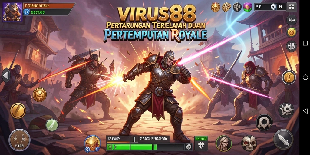 Screenshot gameplay VIRUS88 menampilkan aksi seru pertarungan Battle Royale.